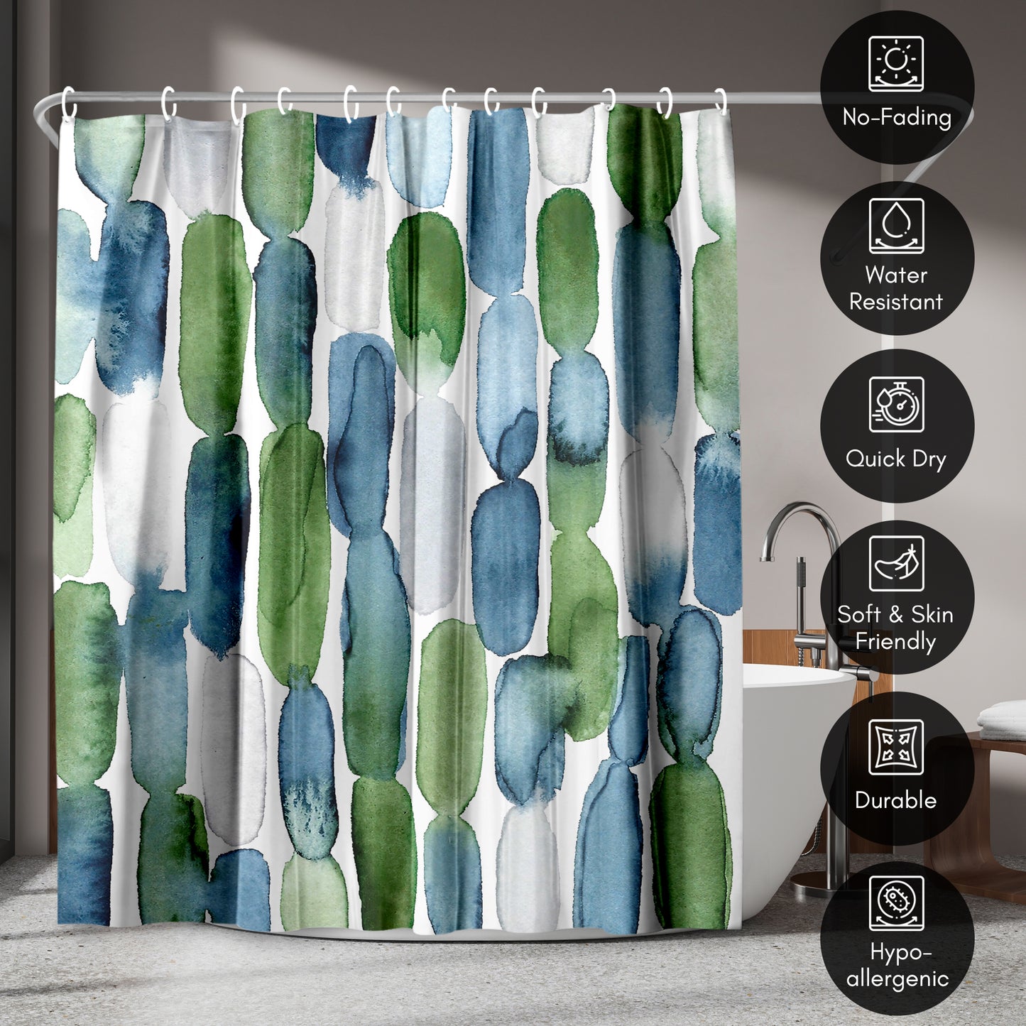 Americanflat 71x74 Shower Curtain - Purple Abstract Design - Watercolor Strokes by Lisa Nohren