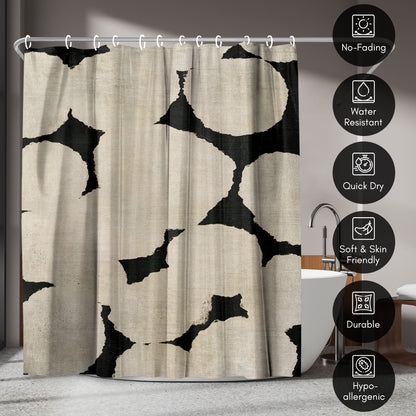Americanflat 71x74 Beige and Black Shower Curtain - 100% Polyester Shower Curtain