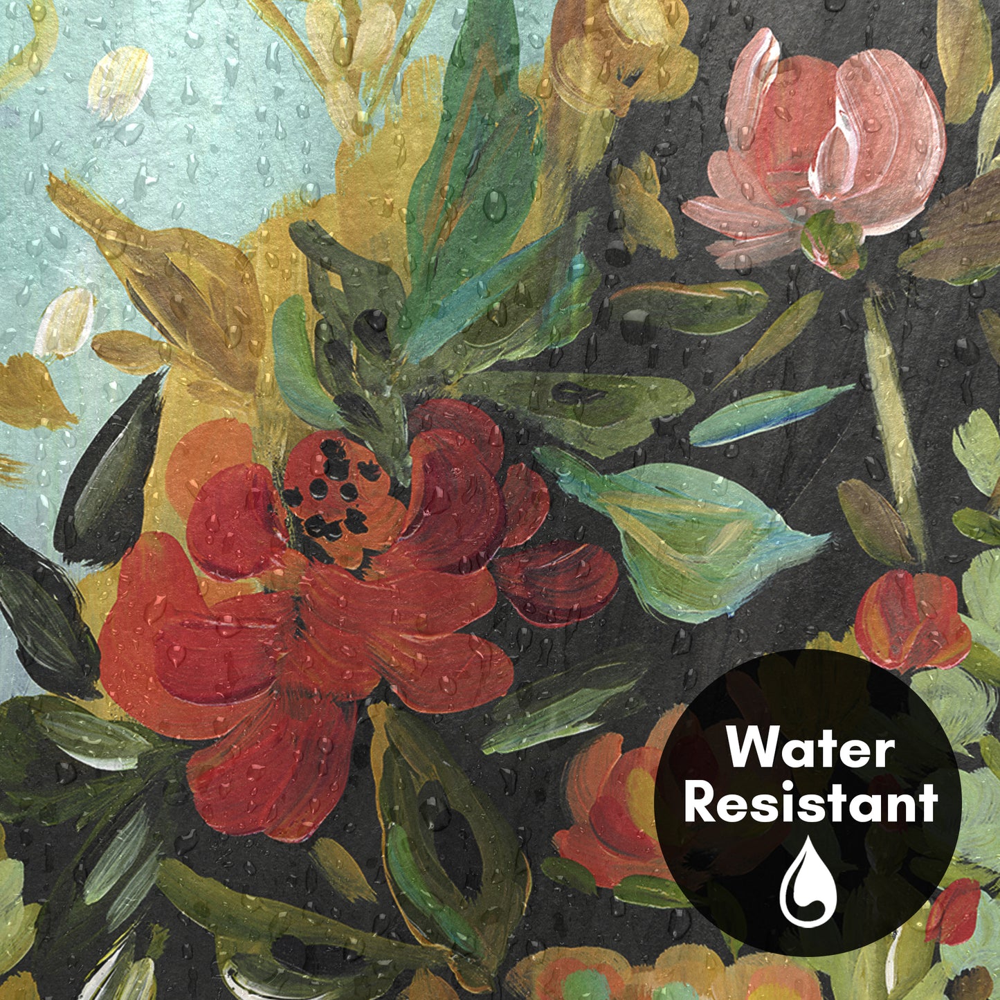 Americanflat 71x74 Shower Curtain - Floral Painted Design - Warm Waves by PI Creative Art