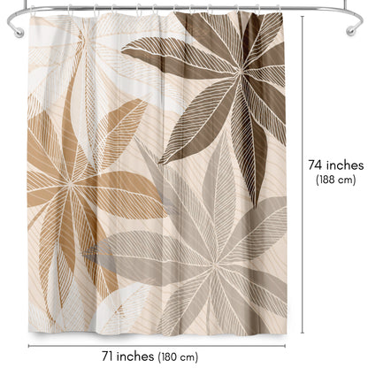 Americanflat 71x74 Neutral Tropical Floral Shower Curtain - 100% Polyester Shower Curtain
