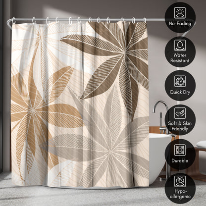 Americanflat 71x74 Neutral Tropical Floral Shower Curtain - 100% Polyester Shower Curtain