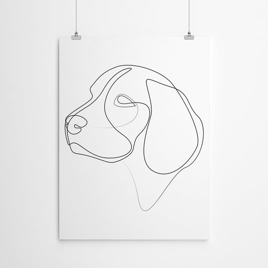 Beagle One Line by Addillum - Prints