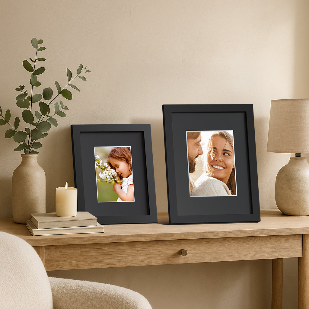 Americanflat Picture Frame | Black Mat and White Trim | Classic Molding