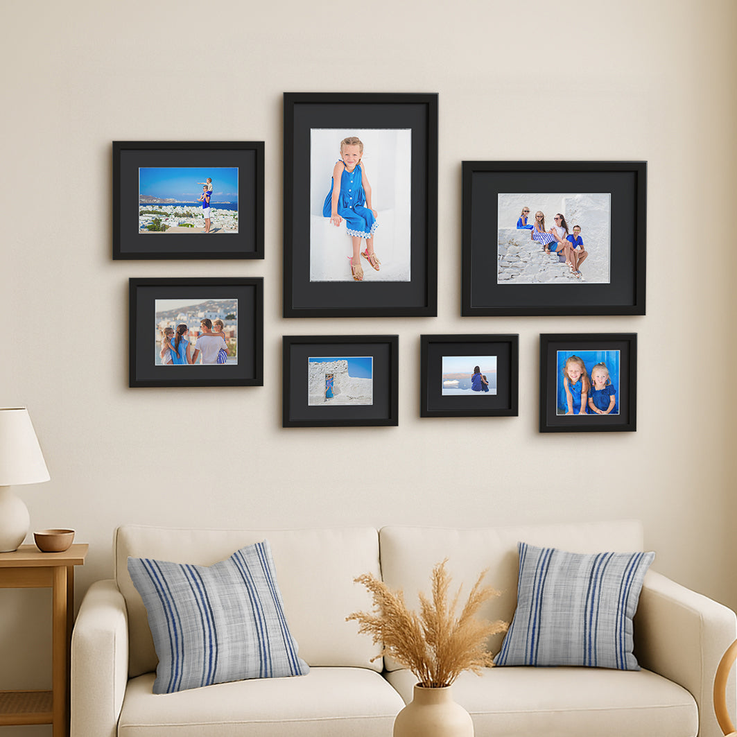 Americanflat Picture Frame | Black Mat and White Trim | Classic Molding