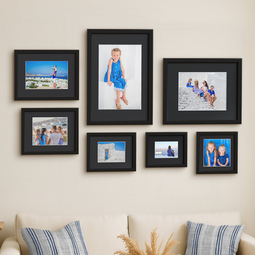 Americanflat Picture Frame | Black Mat and White Trim | Classic Molding