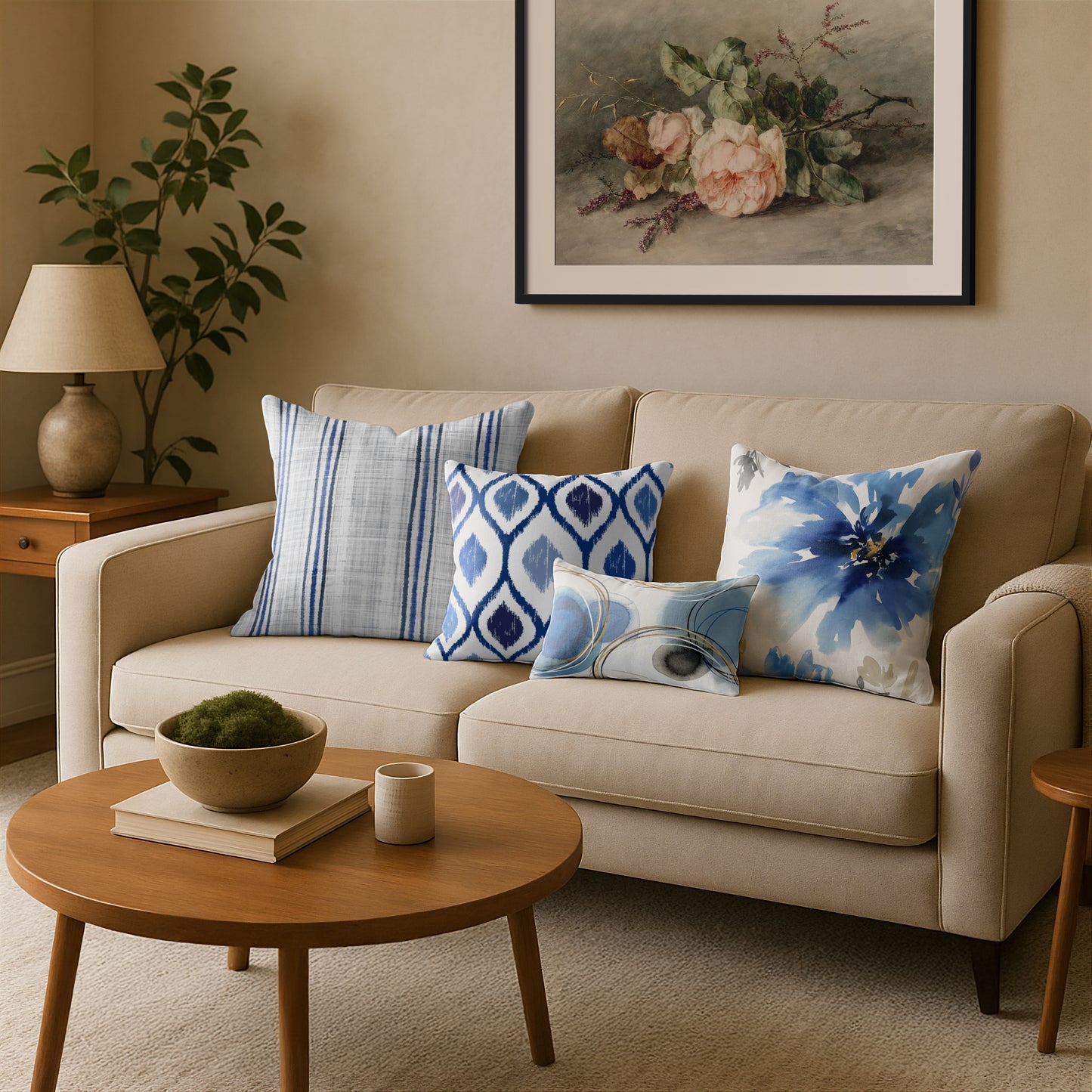 Throw Pillow with Sewn-In Insert | Stripes