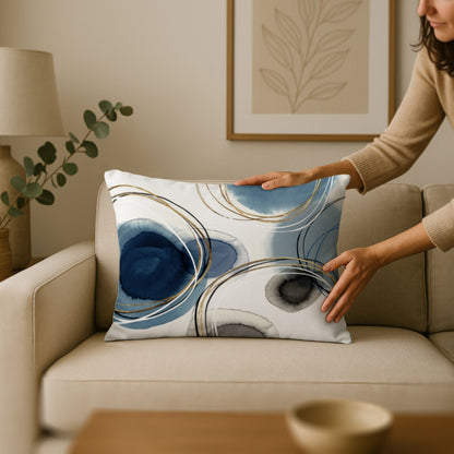 Throw Pillow with Sewn-In Insert | Abstract Design
