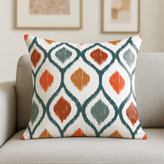 Throw Pillow with Sewn-In Insert | Diamond Pattern