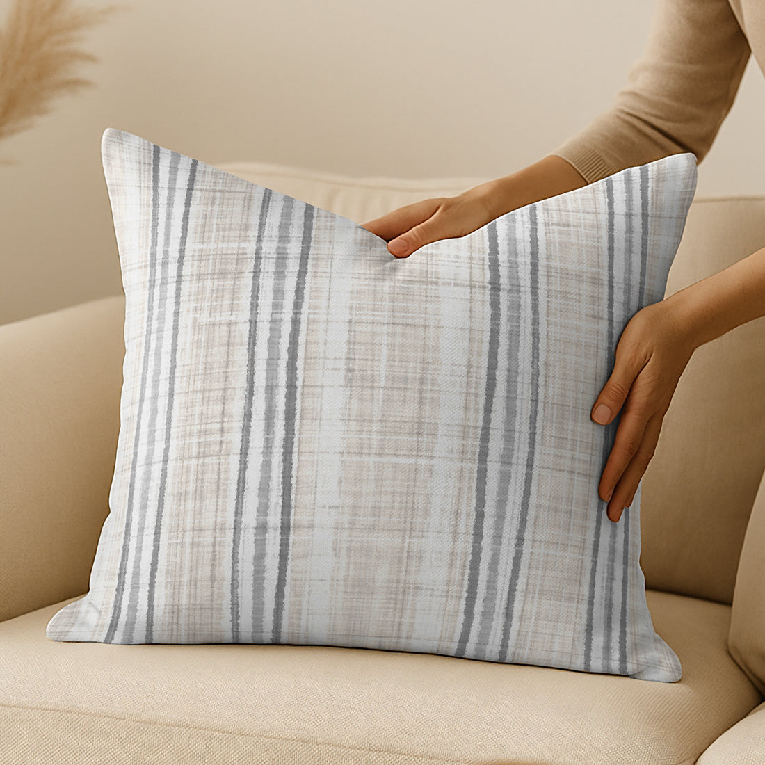 Throw Pillow with Sewn-In Insert | Stripes