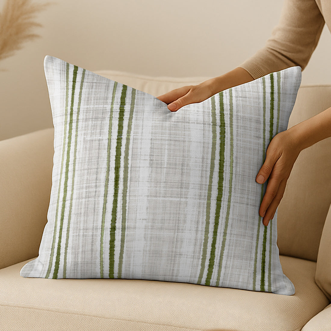 Throw Pillow with Sewn-In Insert | Stripes