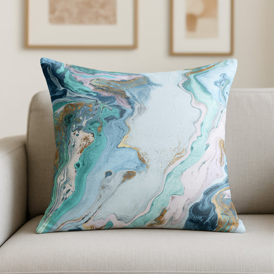 Throw Pillow with Sewn-In Insert | Marble Design