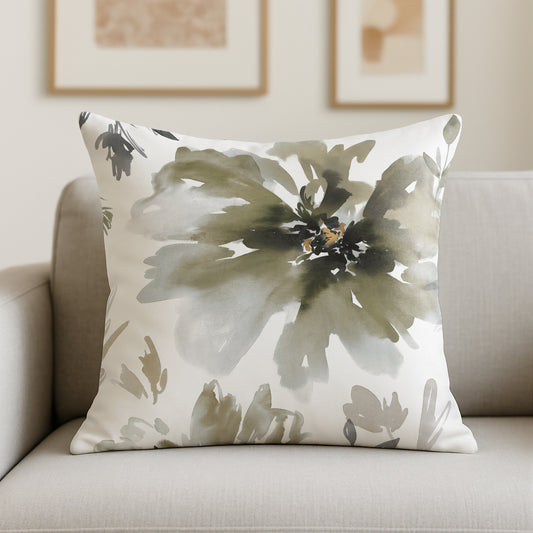 Throw Pillow with Sewn-In Insert | Floral Design