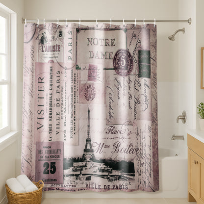71x74 Shower Curtain with 12 Metal Grommets | Nostalgic Paris