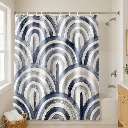 71x74 Abstract Shower Curtain with 12 Metal Grommets | Modern Artistic Design