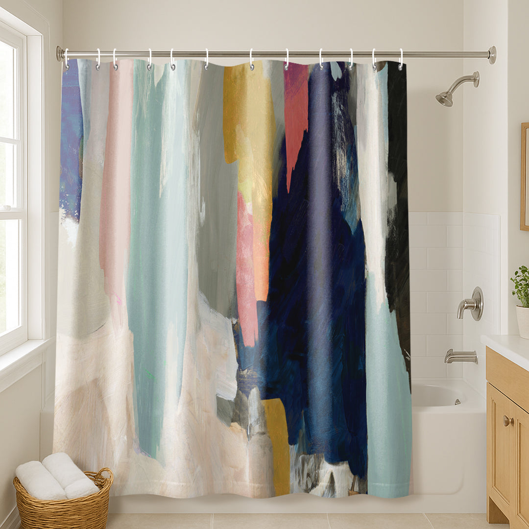 71x74 Abstract Shower Curtain with 12 Metal Grommets | Somber