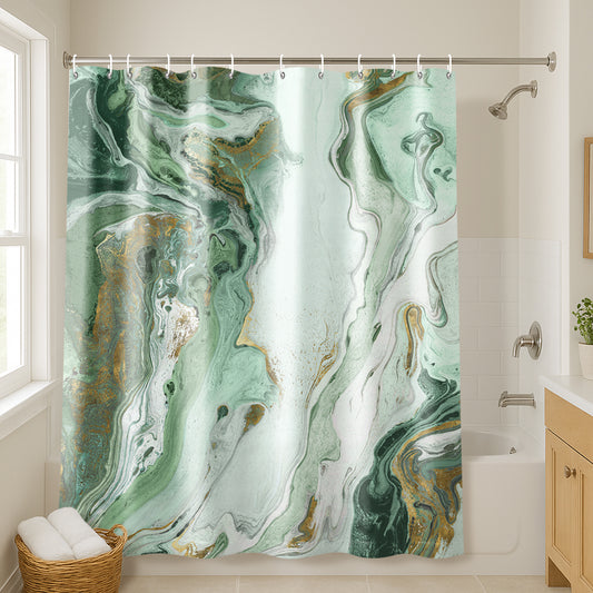71x74 Marble Shower Curtain with 12 Metal Grommets