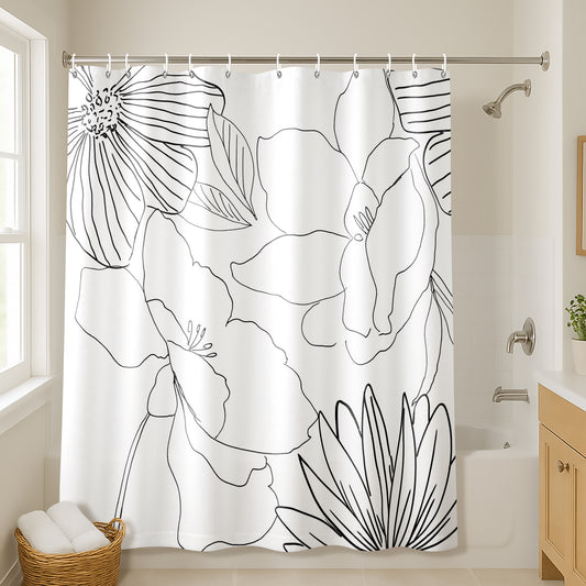 71x74 Shower Curtain with 12 Metal Grommets | Delicate Lines