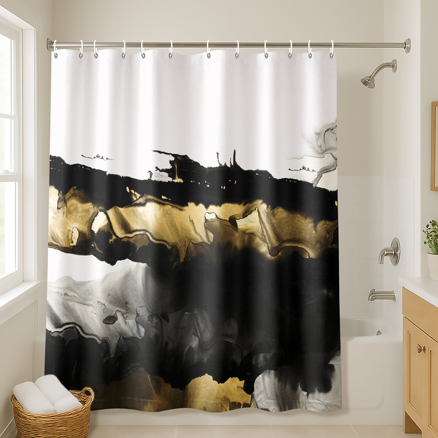 71x74 Abstract Shower Curtain with 12 Metal Grommets | Bold Design