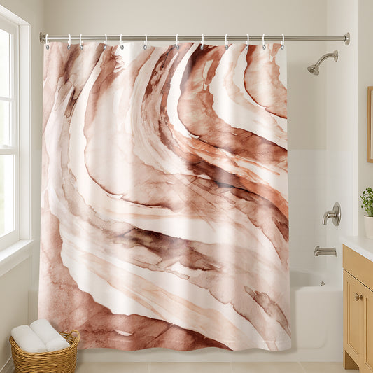 71x74 Abstract Shower Curtain with 12 Metal Grommets | Swirl Design