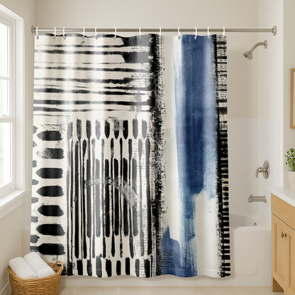 71x74 Abstract Shower Curtain with 12 Metal Grommets | Artistic Design