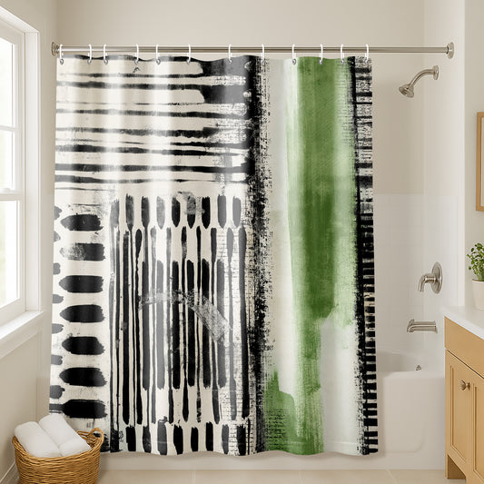 71x74 Abstract Shower Curtain with 12 Metal Grommets | Artistic Design