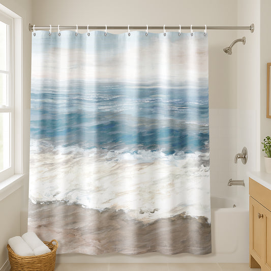 71x74 Abstract Shower Curtain with 12 Metal Grommets | Warm Waves