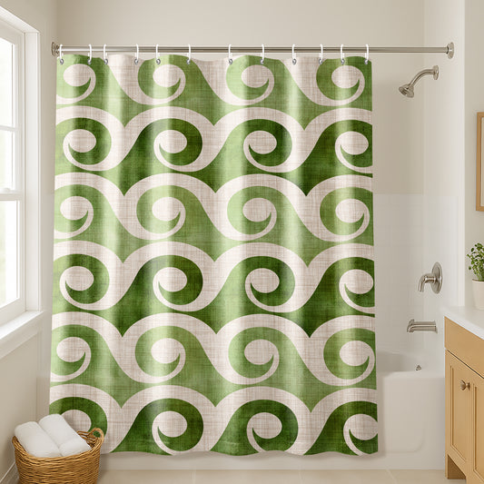 71x74 Abstract Shower Curtain with 12 Metal Grommets | Retro Waves