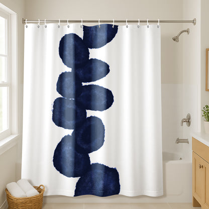 71x74 Shower Curtain with 12 Metal Grommets | Deep Navy and White