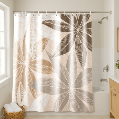 71x74 Shower Curtain with 12 Metal Grommets | Neutral Tropical Design