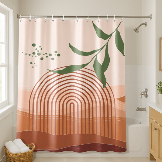 71x74 Boho Shower Curtain with 12 Metal Grommets | Desert-Inspired Design