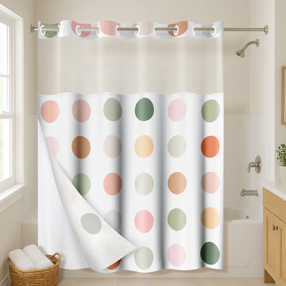 72x75 Hookless Shower Curtain with Sheer Panel, Snap-In Liner, and Grommets