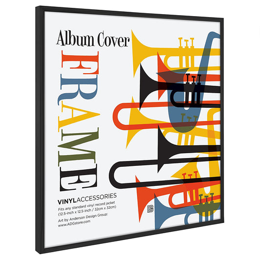Americanflat | 12.5x12.5 | Album Frame with Plexiglass | Set of 4 | Record Album Frame for Vinyl LP Covers or Vinyl Records | Brooklyn Portrait Collection | Aluminum Record Frames for Wall | Black