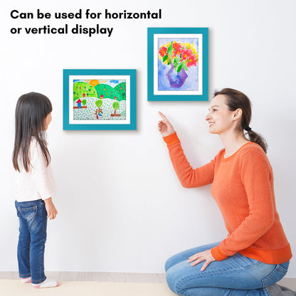 Front Loading Kids Art Frame - 8.5x11 Picture Frame with Mat and 10x12.5 Without Mat
