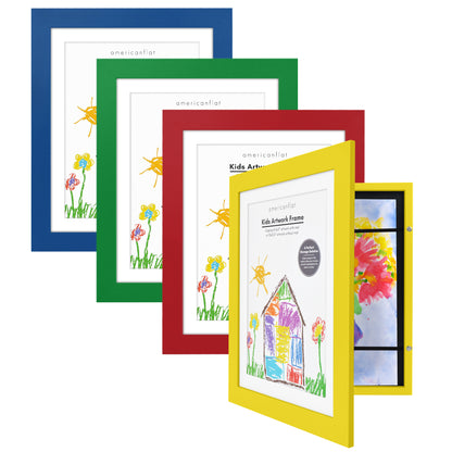Multicolor - 8.5x11 Frame with Mat and 10x12.5 Without Mat - Frames for Kids Artwork Holds 100 Pcs - Kids Art Frame (4 Pack)