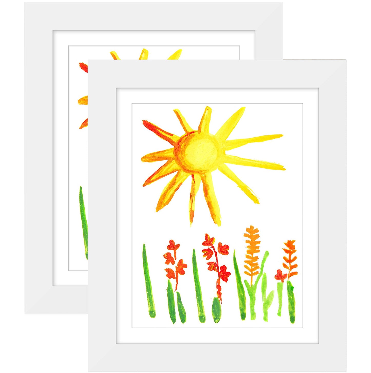 Americanflat Kids Art Frame 10x12.5 inches with 8.5x11 inches Mat - Composite Wood And Glass - Holds 100 Artworks
