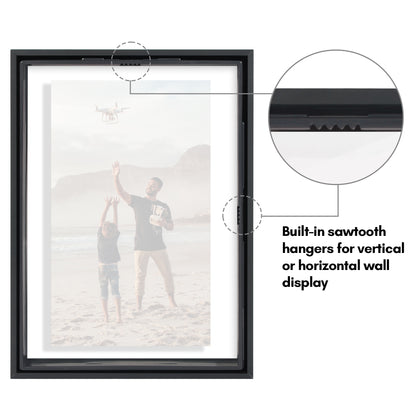 2 Pack - Aluminum Floating Picture Frame | Choose Size and Color
