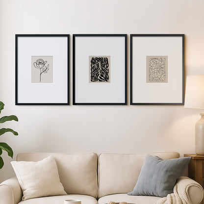 Americanflat Picture Frame with Mat | Set of 3 | Slim Molding