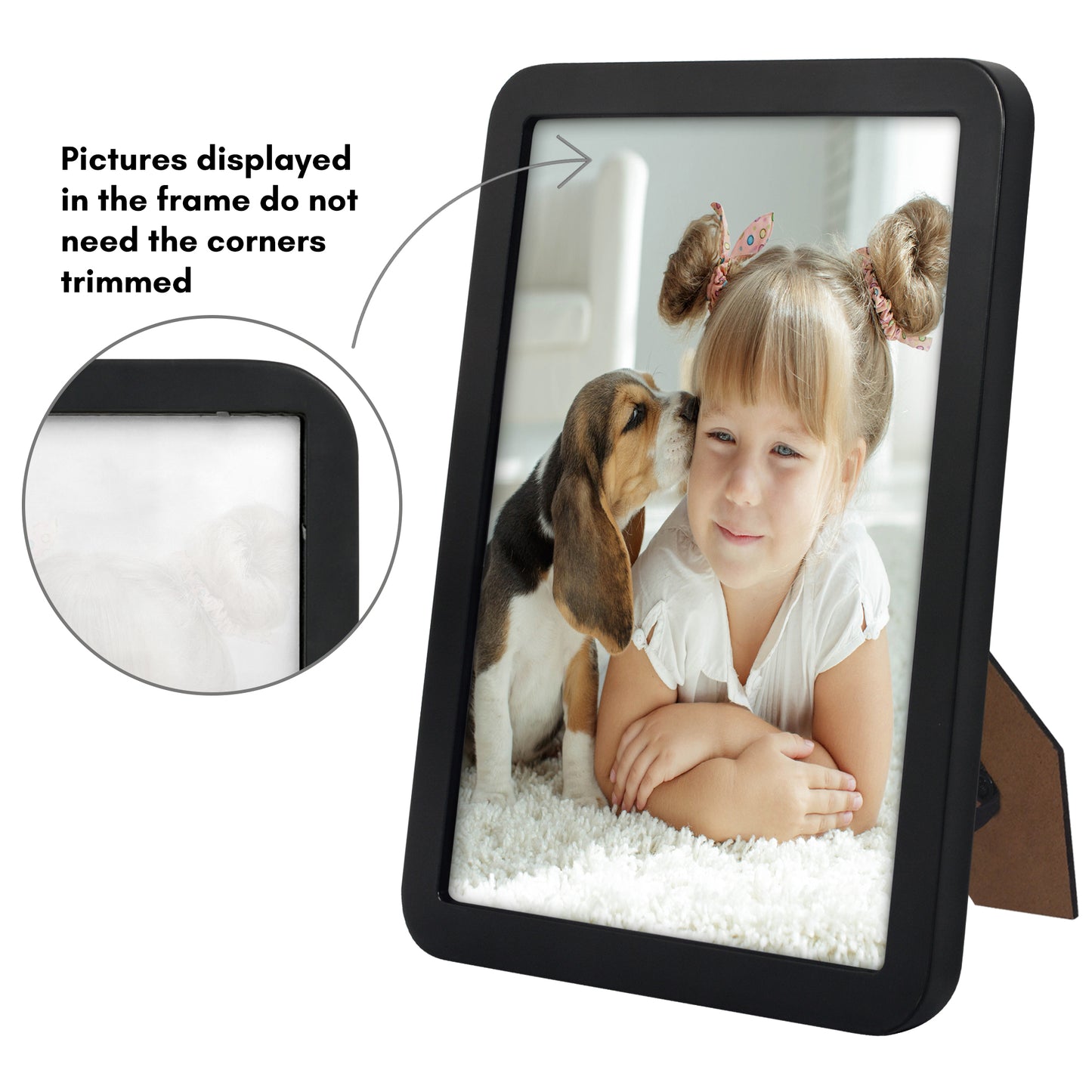 Americanflat Curved Corner Photo Frame With Shatter-Resistant Glass - Black