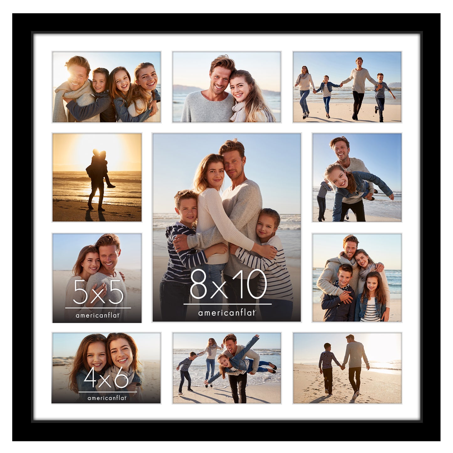 20x20 | Collage Picture Frame | Fits One 8x10, Four 5x5, and Six 4x6 Photos or One 20x20 Photo | Americanflat