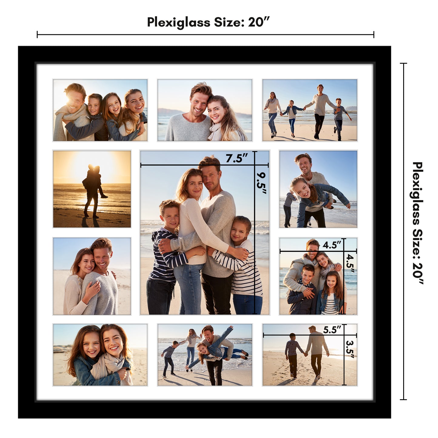 20x20 | Collage Picture Frame | Fits One 8x10, Four 5x5, and Six 4x6 Photos or One 20x20 Photo | Americanflat