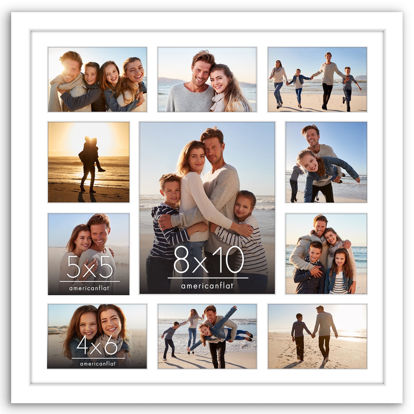 20x20 | Collage Picture Frame | Fits One 8x10, Four 5x5, and Six 4x6 Photos or One 20x20 Photo | Americanflat