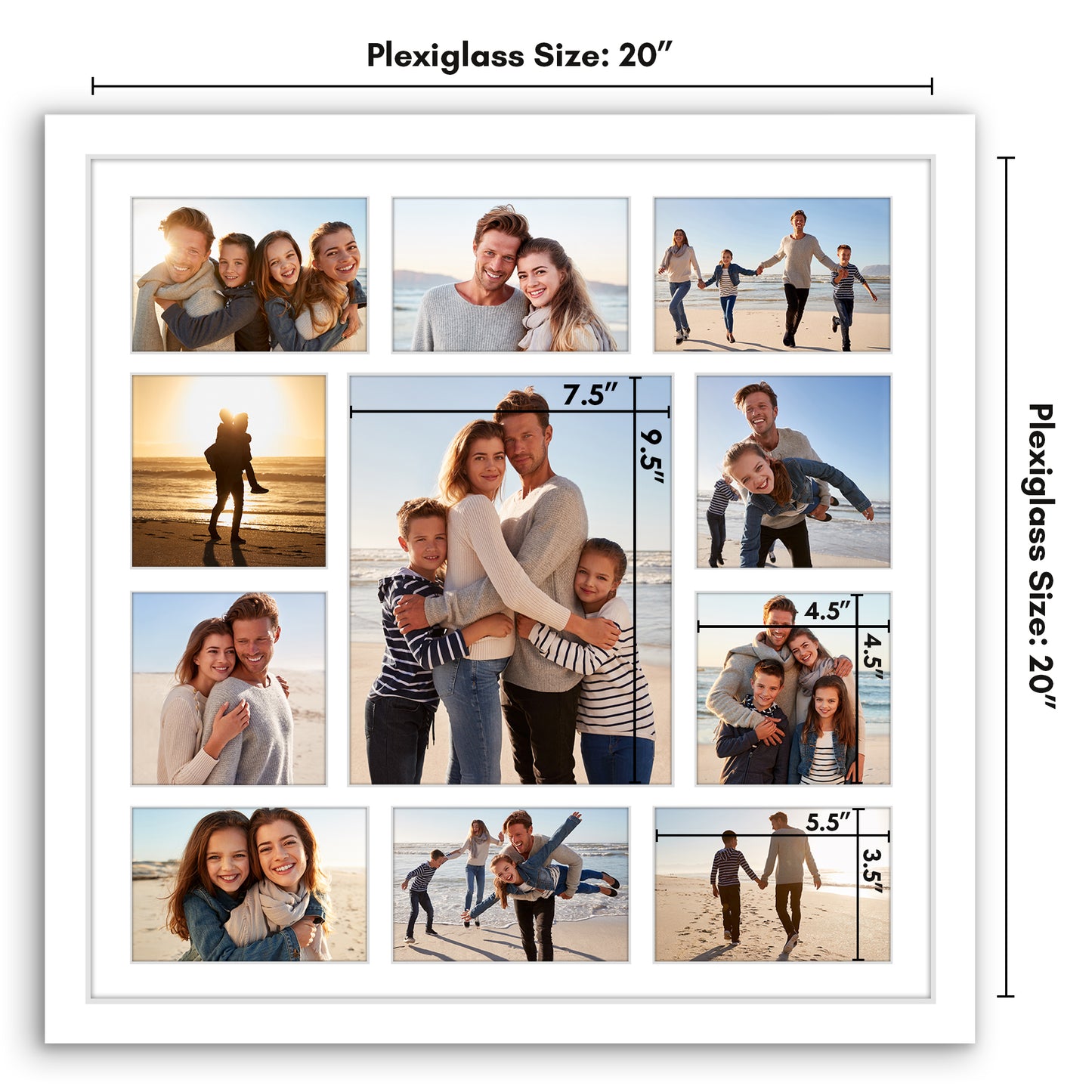 20x20 | Collage Picture Frame | Fits One 8x10, Four 5x5, and Six 4x6 Photos or One 20x20 Photo | Americanflat