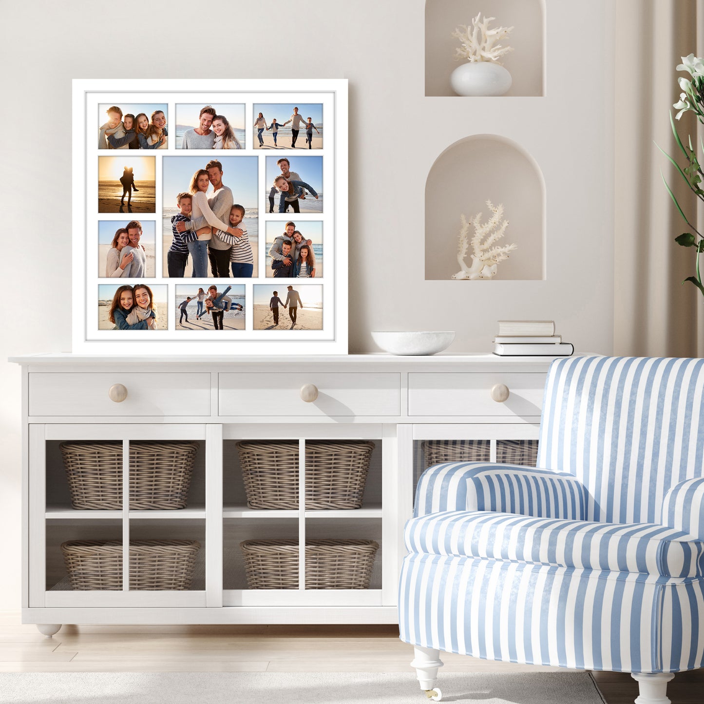 20x20 | Collage Picture Frame | Fits One 8x10, Four 5x5, and Six 4x6 Photos or One 20x20 Photo | Americanflat