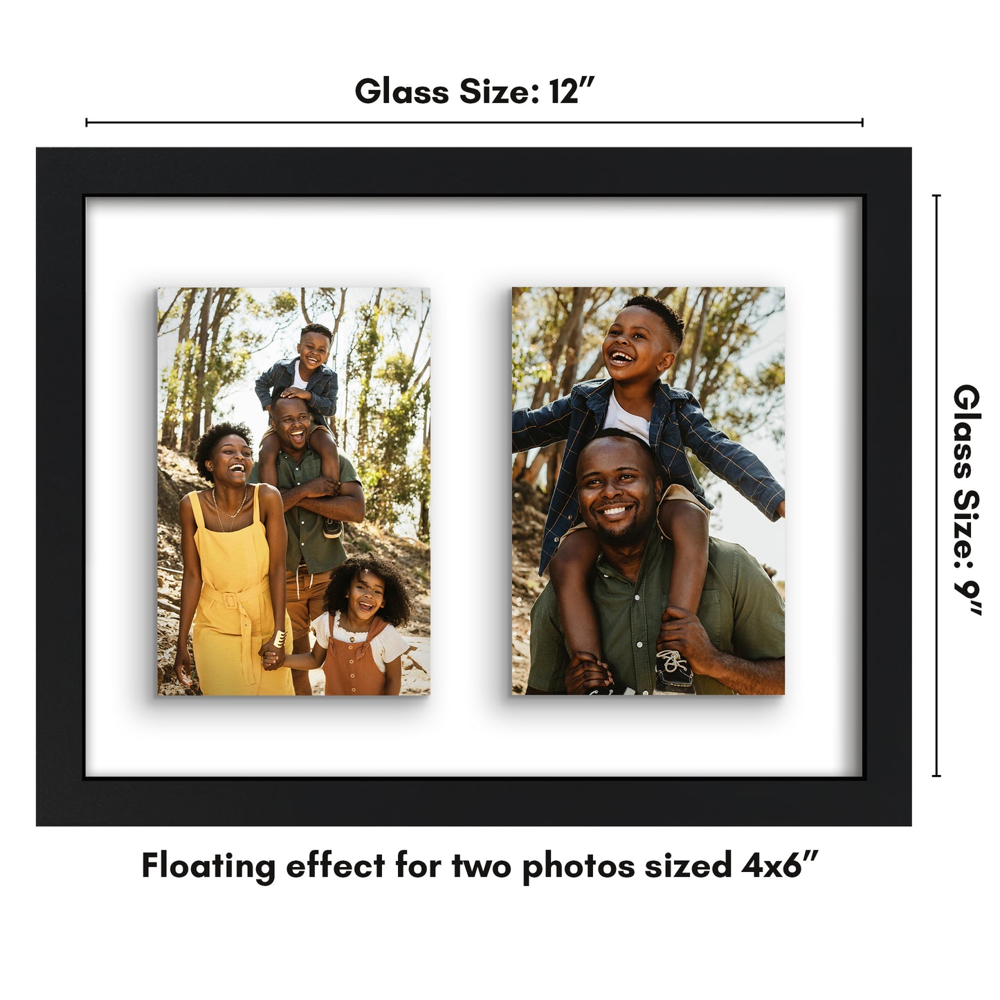 Americanflat Floating Collage Frame - Display Two 4x6 Photos - 9x12