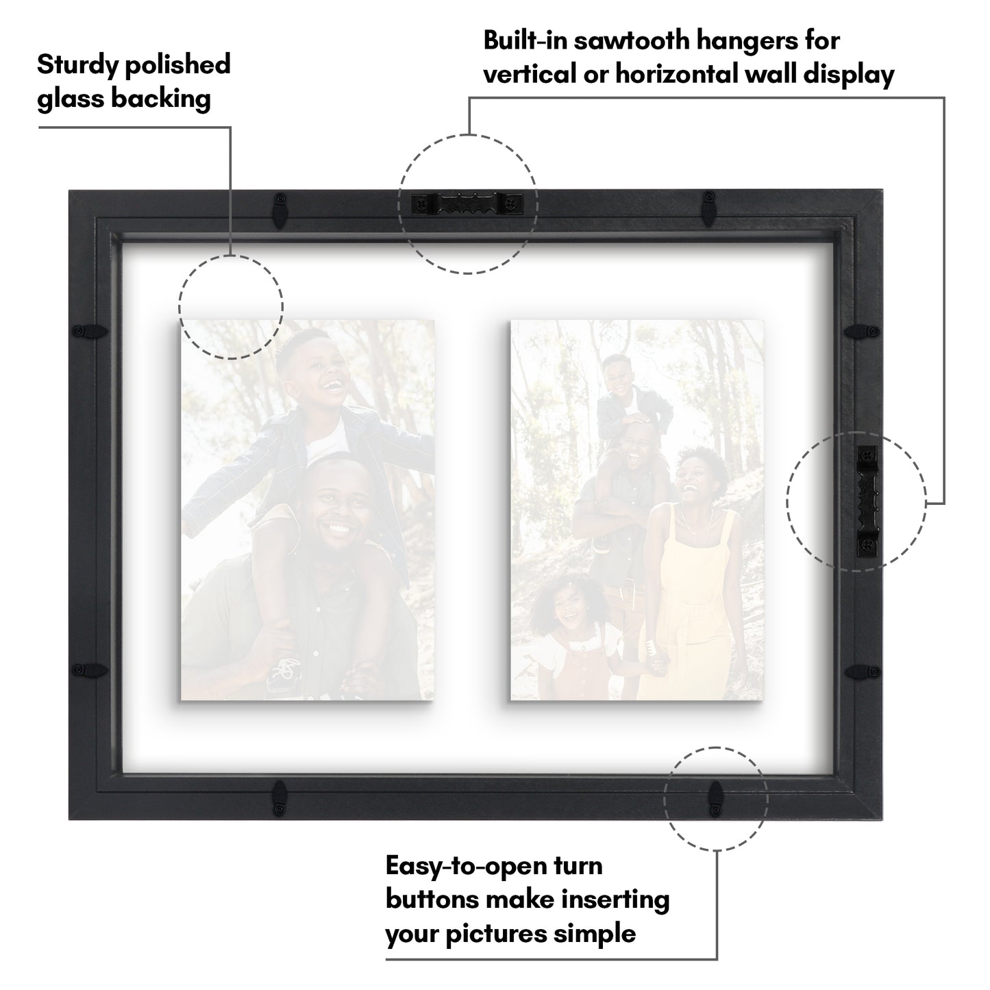 Americanflat Floating Collage Frame - Display Two 4x6 Photos - 9x12