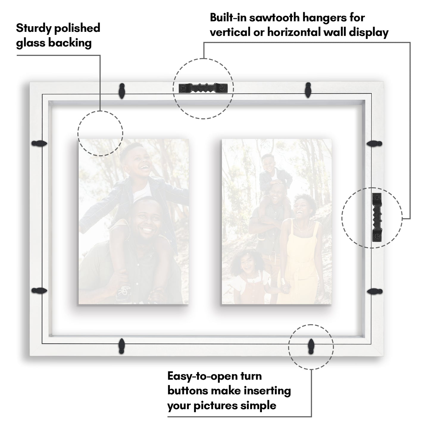 Americanflat Floating Collage Frame - Display Two 4x6 Photos - 9x12