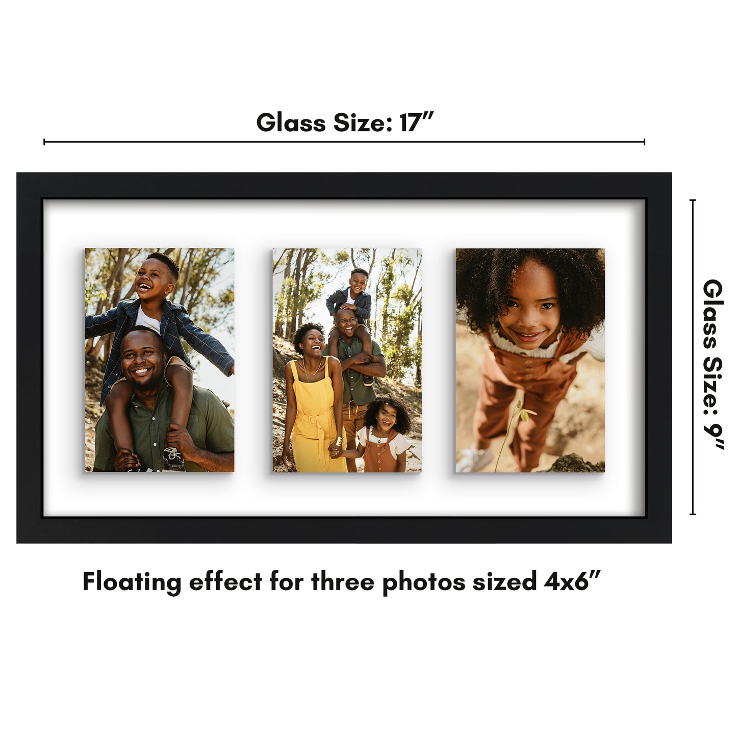 Americanflat Floating Collage Frame - Display Two 4x6 Photos - 9x12