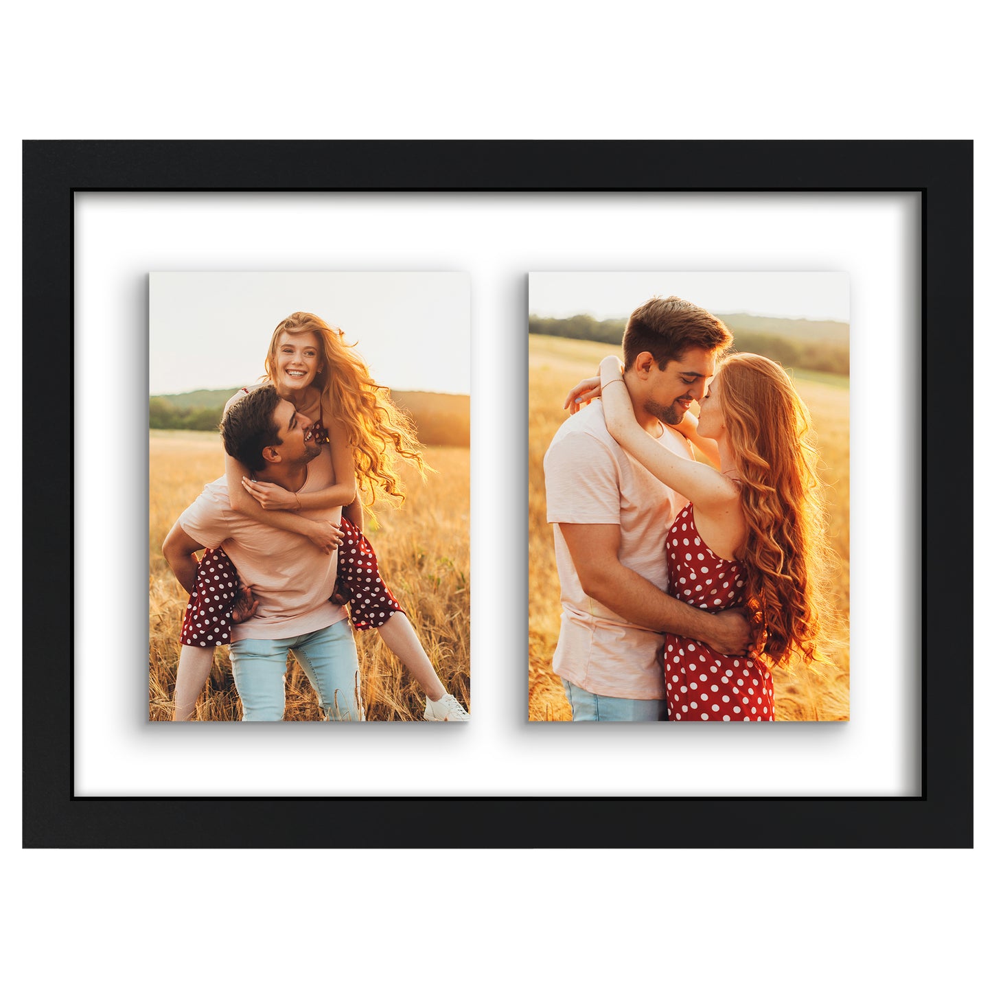 Americanflat Floating Collage Frame - Display Two 4x6 Photos - 9x12