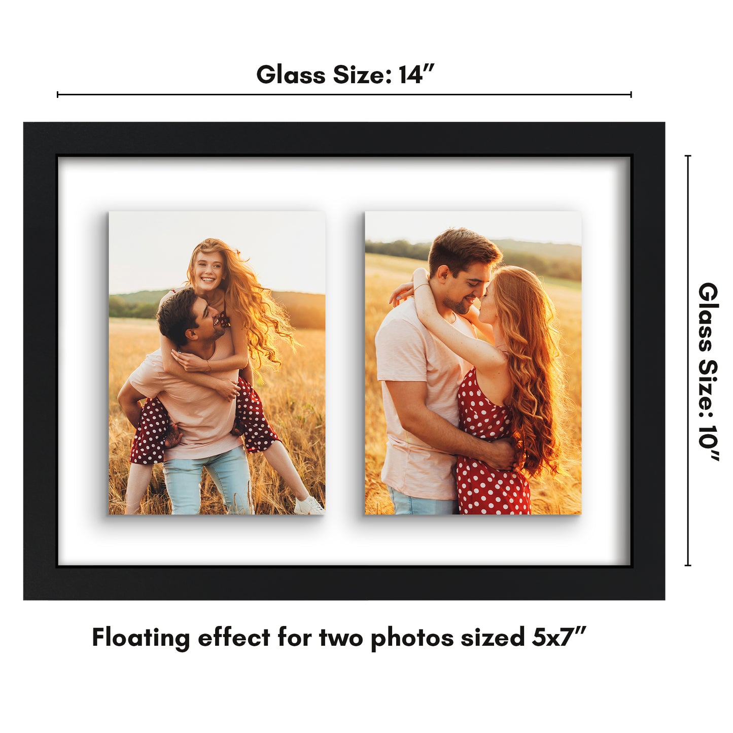 Americanflat Floating Collage Frame - Display Two 4x6 Photos - 9x12