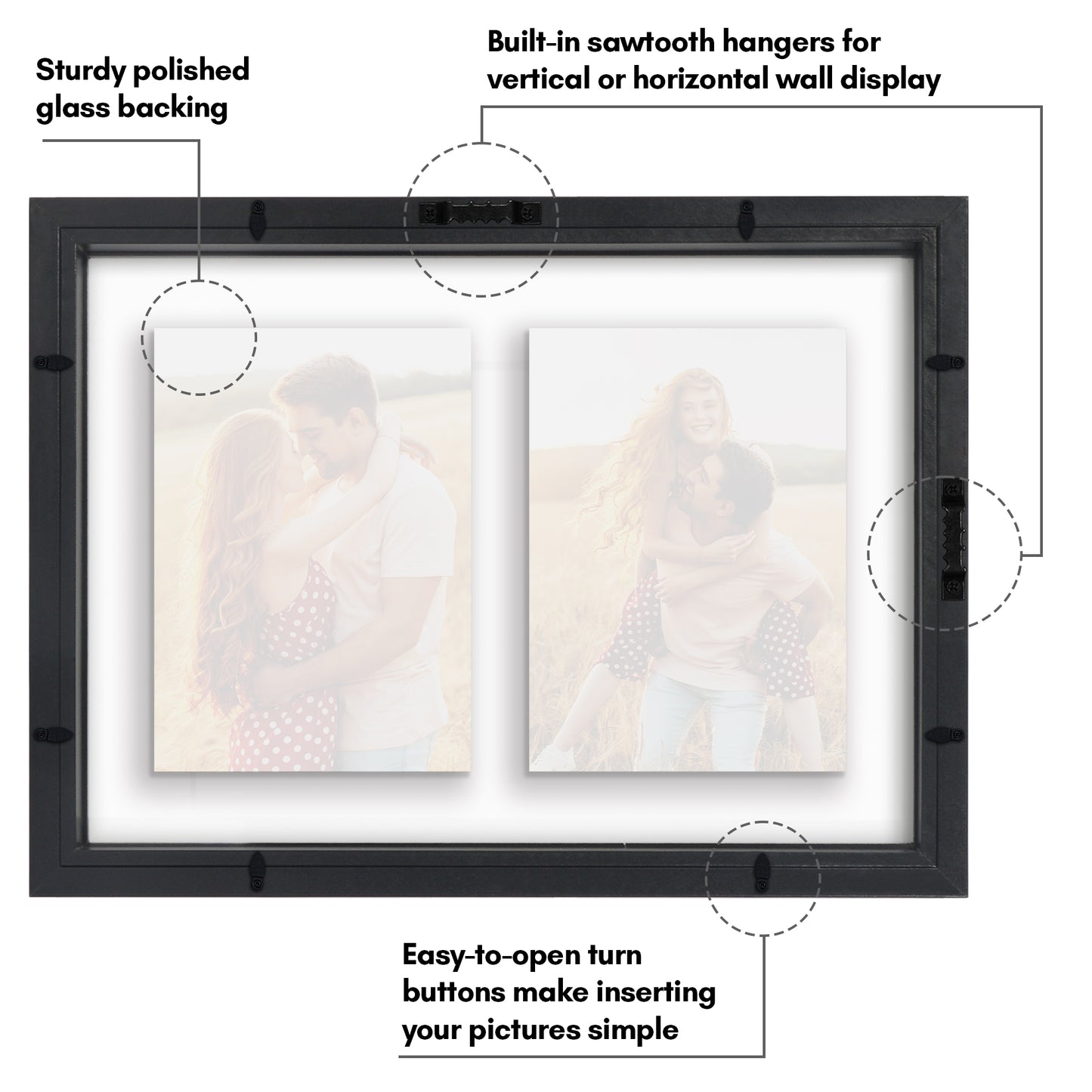 Americanflat Floating Collage Frame - Display Two 4x6 Photos - 9x12